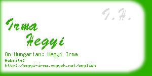 irma hegyi business card